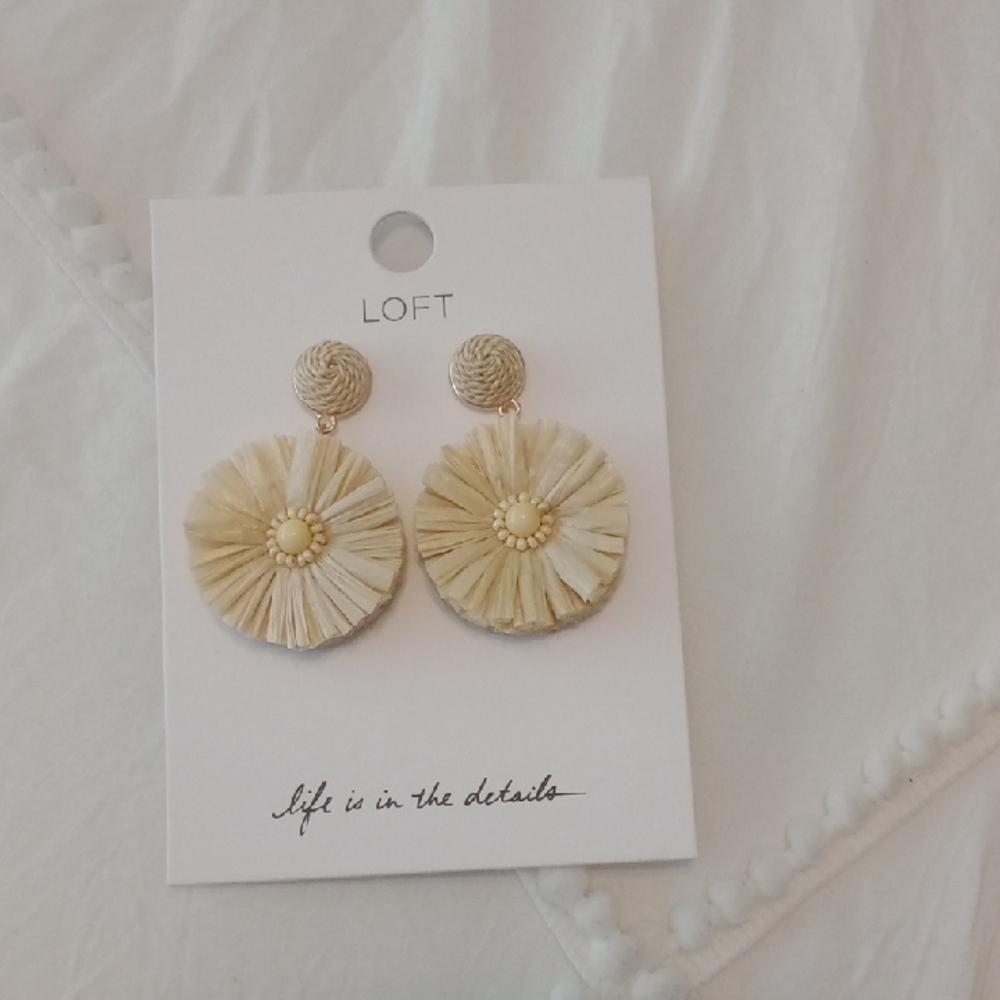 LOFT Cream Floral Drop Earrings
